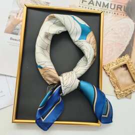 新款小方巾丝巾百搭仿真丝装饰洋气时尚直播围巾包包西装领巾代发