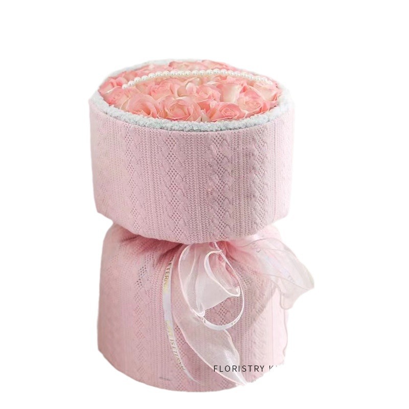 Navidad estilo Chanel tejido de punto flor papel de embalaje redondo ramo DIY material de embalaje hecho a mano flor papel de embalaje