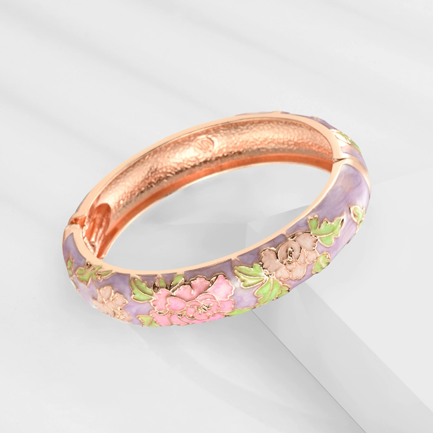 Эмалевая этническая браслет для женщин, эмаль по технике cloisonné с цветочным дизайном, легкий 0,05 кг