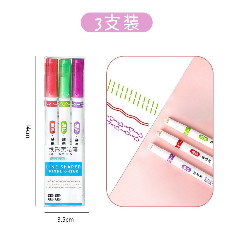 Amor Corazón/curva/línea plegable 3 Pack A