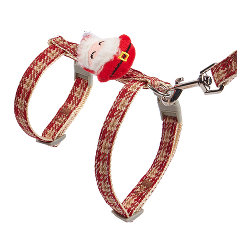 Transfronterizo ajustable mascota gato SERIE DE Navidad traje de cuerda de tracción perro pequeño perro cuerda en forma de I correa para el pecho