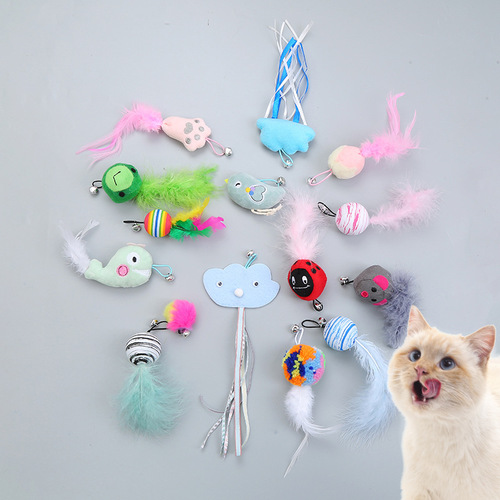 Cat Toy Feather Replacement Head Cat Funny Stick Replacement Combination Set Cat Self-Happiness Toy Pet Products Factory