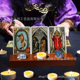 木制塔罗牌台历卡底座桌面便签木制便签留言条菜单底座