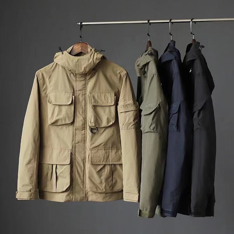 Technology Three-proof! Spring and Autum Outdoor Jacket Jacket Men's Windproof and Waterproof Multi-flap Pocket Pants Fashion Work Jacket Trendy