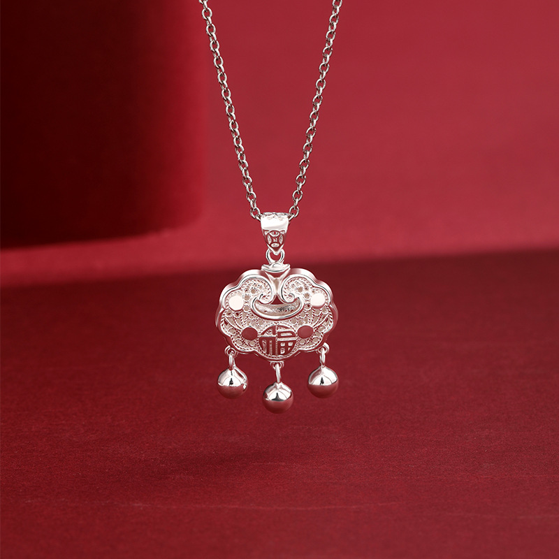 990 pie de plata collar de seguridad para niños plata esterlina colgante de plata para bebés de luna llena aniversario