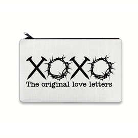 跨境款帆布笔袋批发,XOXO原创情书化妆袋,可爱的旅行袋,零钱包