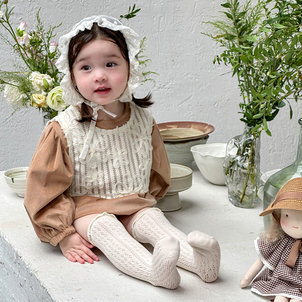 Ropa de bebé primavera y otoño mameluco de manga larga para bebé femenino 3-18 meses mameluco triangular de 100 días