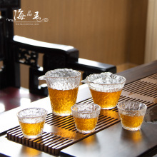 日式耐热冰露玻璃茶具套装公道杯分茶器金边盖碗主人杯小茶杯批发