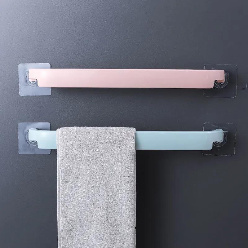 No-Drill Towel Rack Bathroom Storage Rack Hand Towel Bath Towel Hanger Bathroom Single Rod Wall-Mounted Towel Bar