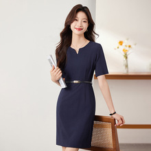 职业连衣裙女夏季短袖正装前台接待美容院售楼部工作服高级感工装