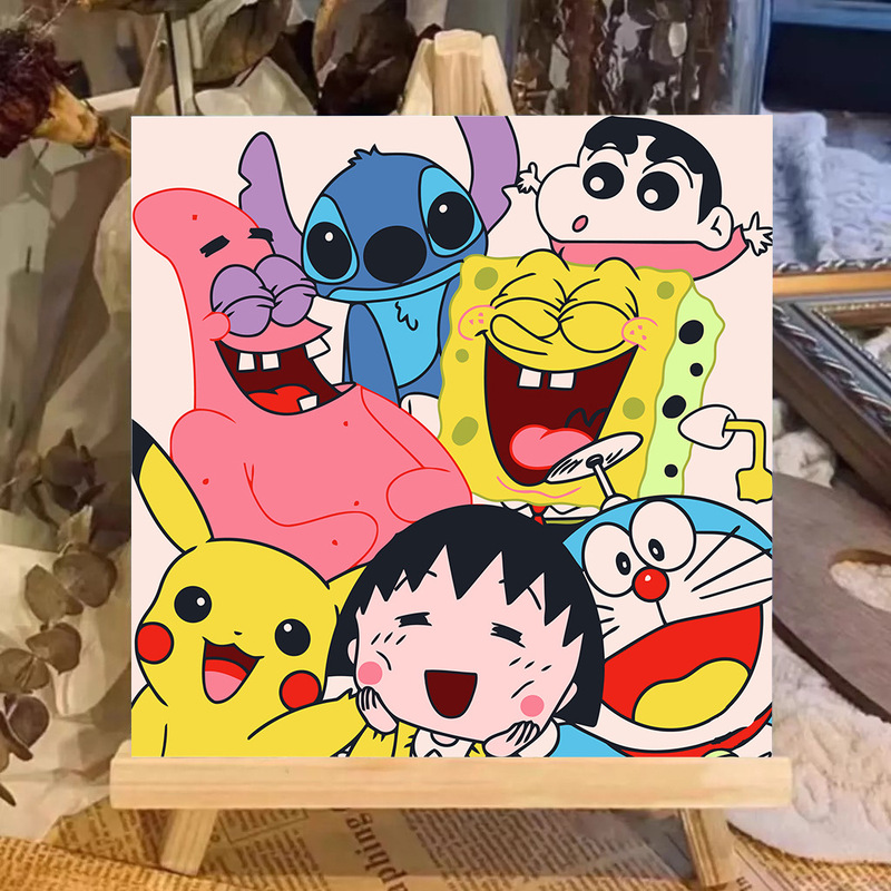 スポンジ・ボブ デジタル油絵 DIY 漫画アニメ 子供向け 手塗り装飾画 置物 環境に優しい|undefined