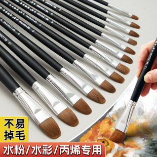 Wholesale round head black rod brush wolf hair watercolor gouache brush set brush brush art raw painting special pen