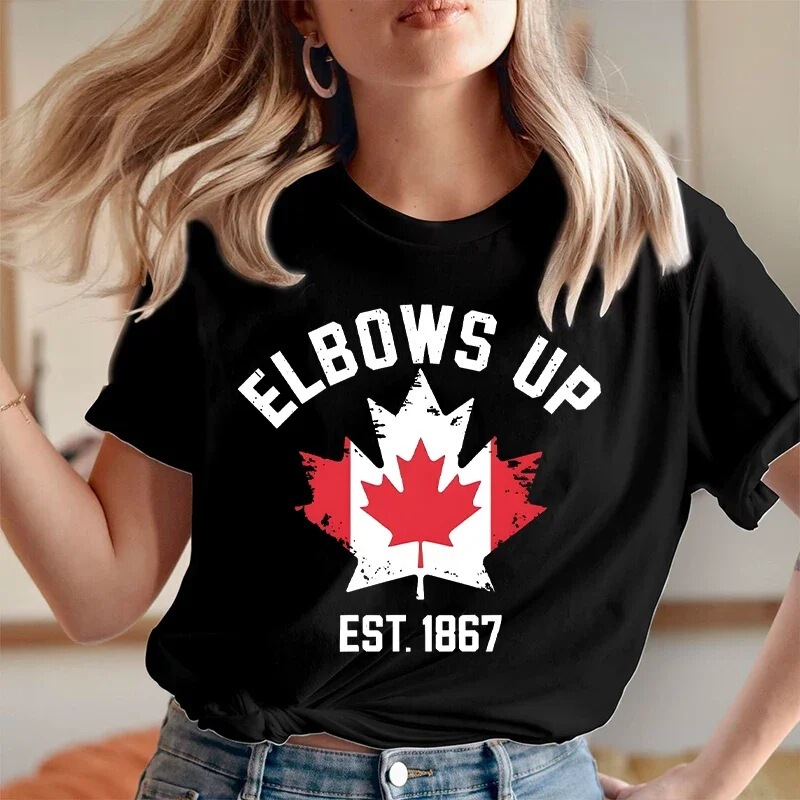 [Cross-Border European Code] Elbow up Canada Women's T-Shirt Funny Retro Canada Is Not the 51St State