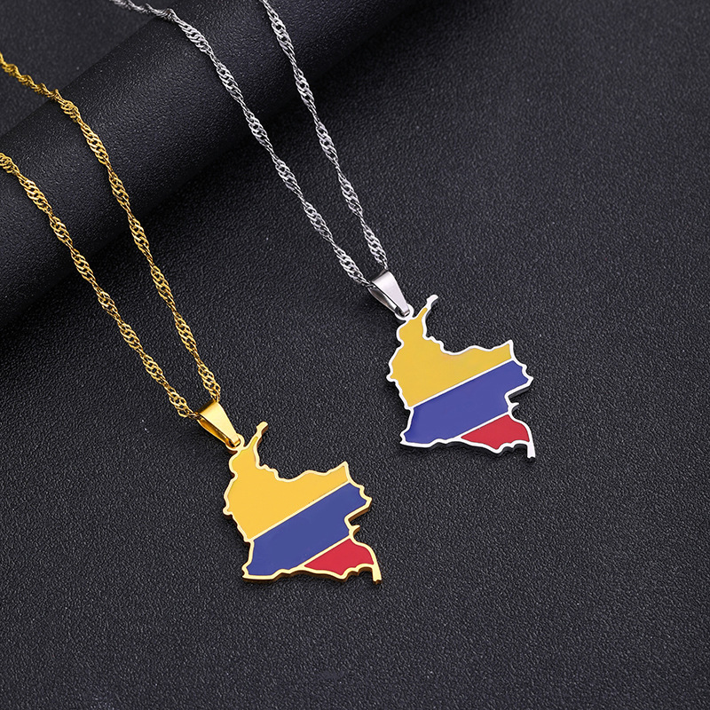 European and American Fashion Colombian Oil Drop Necklace Unisex Stainless Steel Casual Versatile Pendant Clavicle Chain Trendy Jewelry