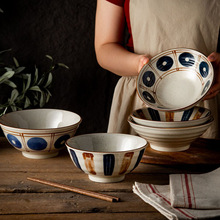 釉下彩椿影竹籁系列日式拉面碗陶瓷大汤碗家用防烫餐具碗具组合