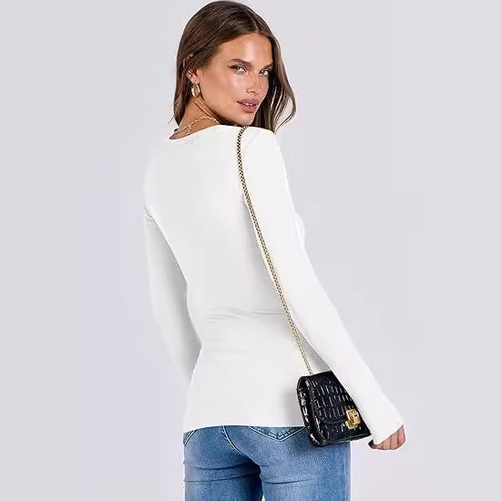 Women's Long Sleeve Top Autumn Winter Outerwear Inner T-Shirt Milk Silk Polyester Base Layer Shirt_ecoleips.com