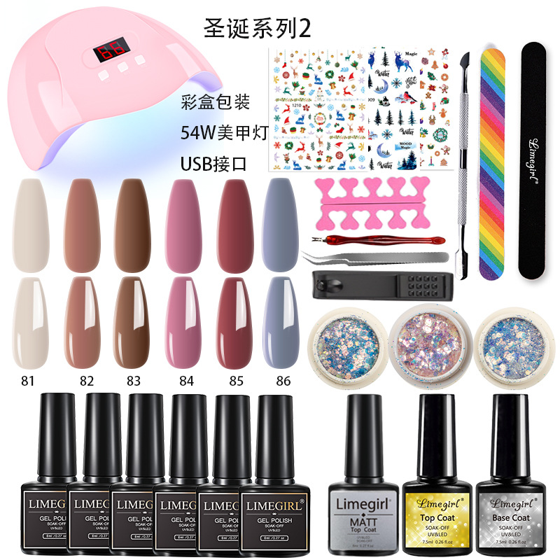 Transfronterizo nuevo traje de manicura Navidad esmalte de uñas pegamento herramientas de manicura traje joyería de uñas lámpara de fototerapia