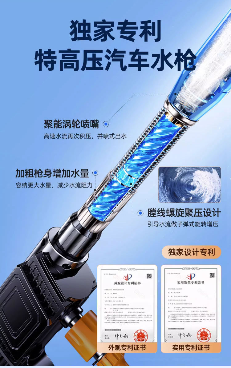 Car High-Pressure Household Electric Car Wash Machine Rechargeable Car Wash Gun High-Power Car Wash Water Gun Cleaning Machine Car Washer