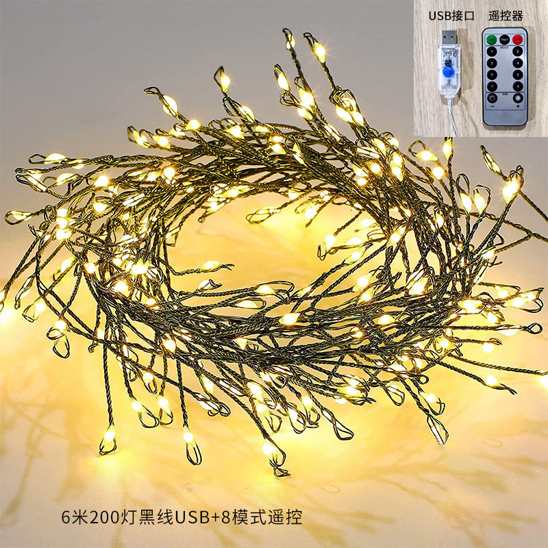 Nueva luz de cañón de látigo LED de Navidad, luz de cadena de alambre de cobre, luces de decoración de patio de vacaciones interiores y exteriores, luces de Navidad al por mayor