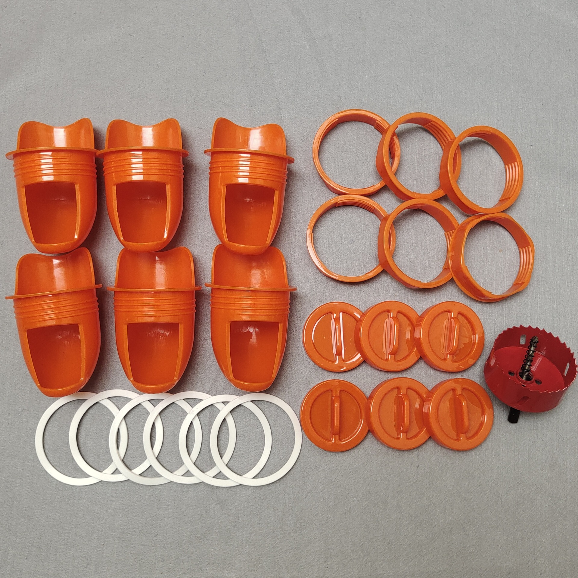 오렌지 6 + 1 (흰색 고무 링 + 빨간색 구멍 오프너)