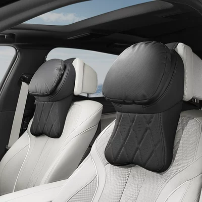 Buick Car Pillow Headrest - noble-black-perforated-double-core-headrest-2-pack