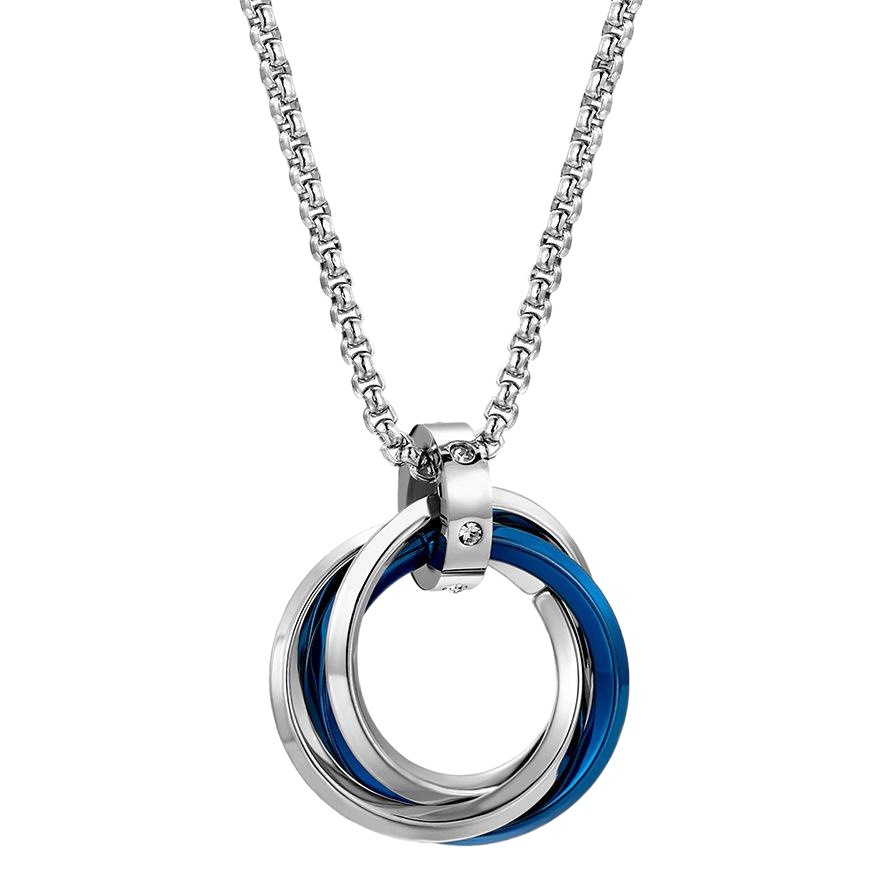 Tiktok collar de acero de titanio de tres anillos de hip hop japonés y coreano para hombres de moda en línea suministro en vivo colgante artístico de tres anillos