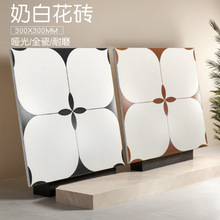 400*400米白色全瓷花砖民宿餐馆防滑拼花地砖法式卫生间厨房瓷砖