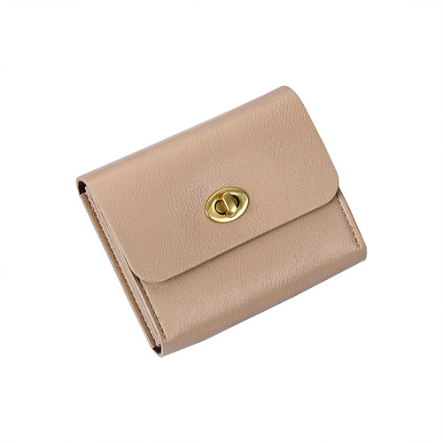 Korean Version New Small Wallet for Women Soft Leather Thin Strap Clasp Solid Color Simple Student Coin Purse Multi Card Slot Wallet for Women