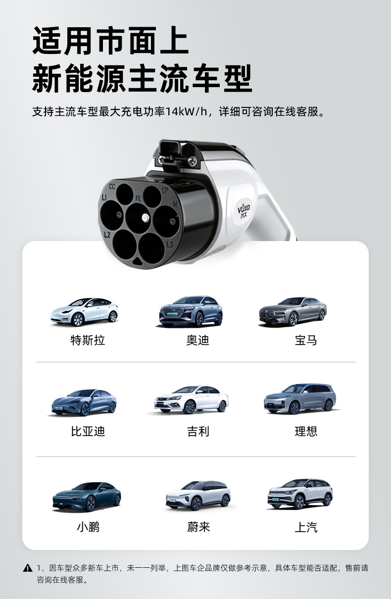 7KW home charging station for electric vehicles, slow charging, 14KW dual-port charger, compatible with BYD/Tesla/Xiaomi/Li Auto