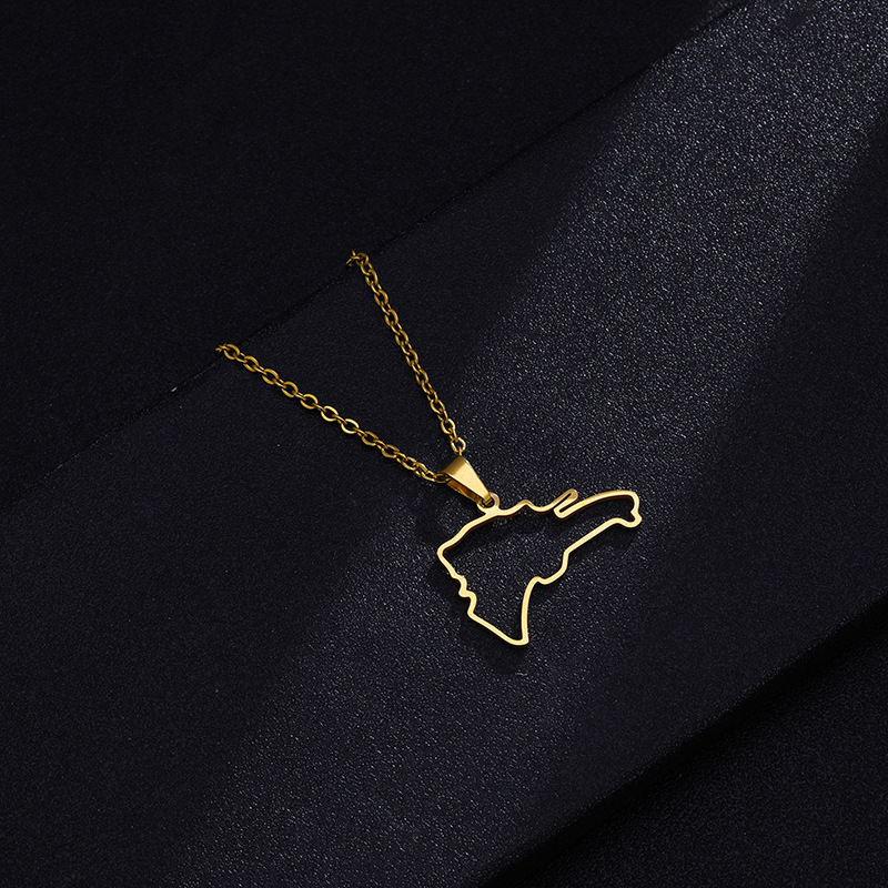 Collana con ciondolo in acciaio al titanio con mappa dominicana per uomo e donna, collana di coppia in acciaio inossidabile, accessori di tendenza_voghion.com