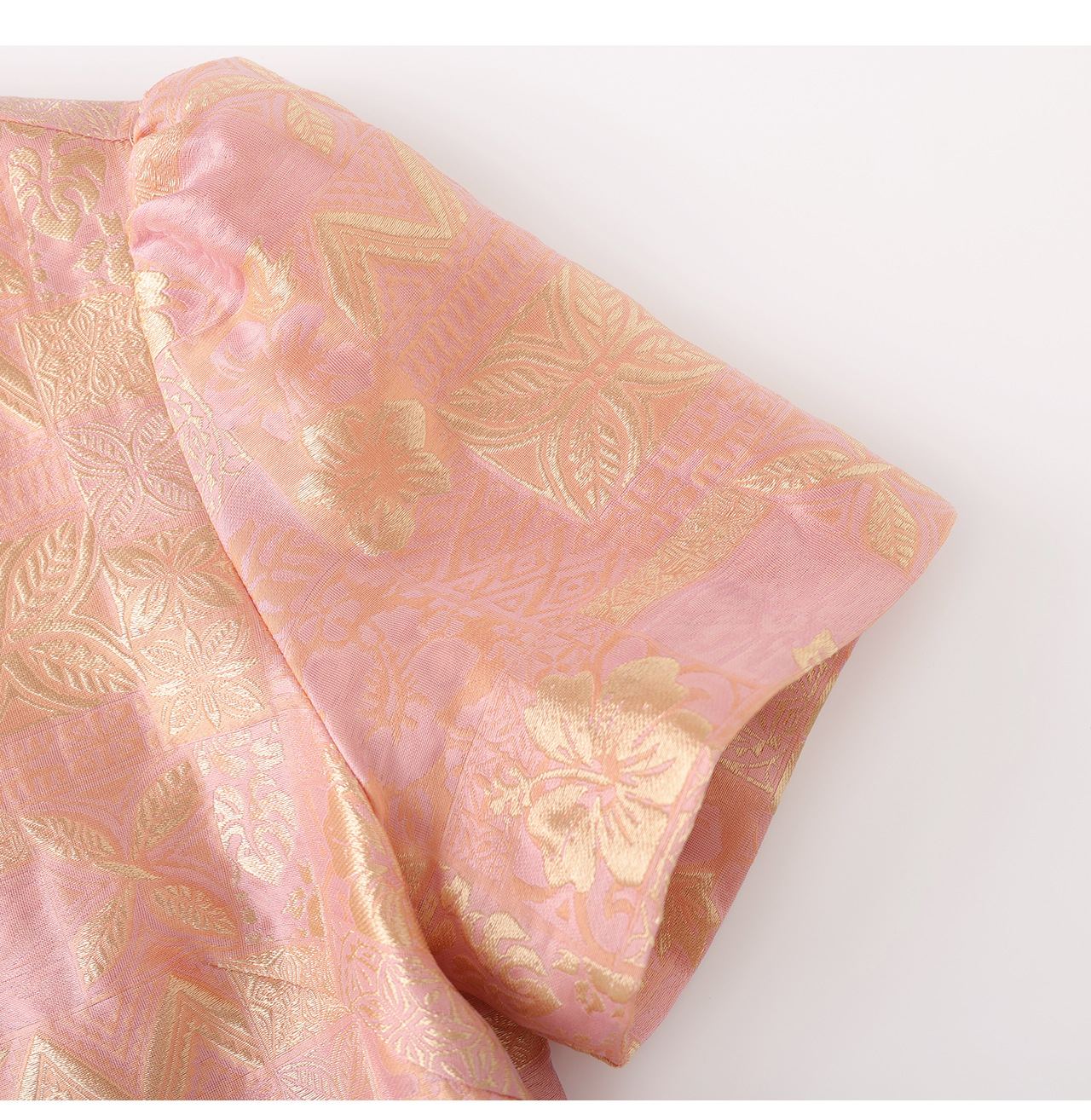 Đầm chữ A nữ jacquard họa tiết hoa nhí phong cách tiểu thư — màu hồng chi tiết 24