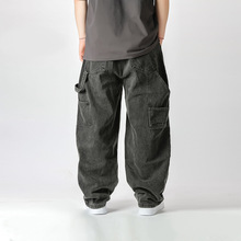 2025秋冬新款跨境街头美式时尚男装牛仔裤 亚马逊欧码男士阔腿裤