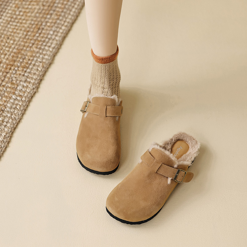 Augu Lion Deng Xiaoping zapatillas de terciopelo 2026 nuevas zapatillas de lana suave de un pie de primavera zapatillas de lana Bocken