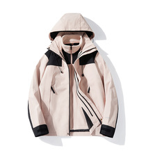 水貂绒冲锋衣户外情侣拼色冲锋衣可脱卸帽防水防风青少登山服冲锋