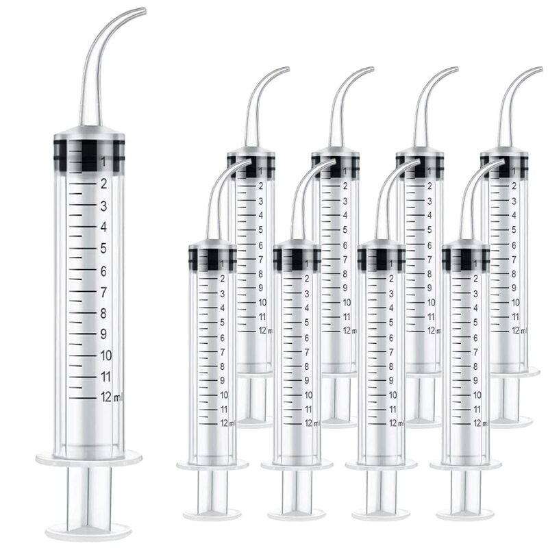 Cross-border scale 12cc12ml elbow straight mouth dental syringe dental machine plastic syringe needle-free injector factory