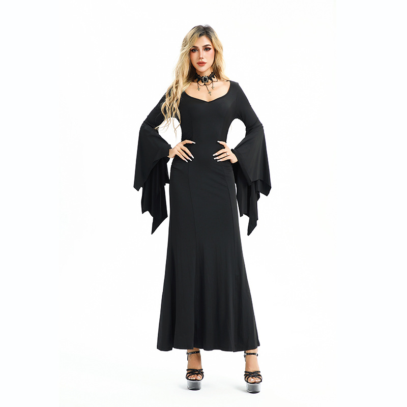 Halloween Costume In European And Style, American Hot Girl Nightclub Queen Bat Sleeve Slim Dress, Dark Gothic Women's_ecoleips.com
