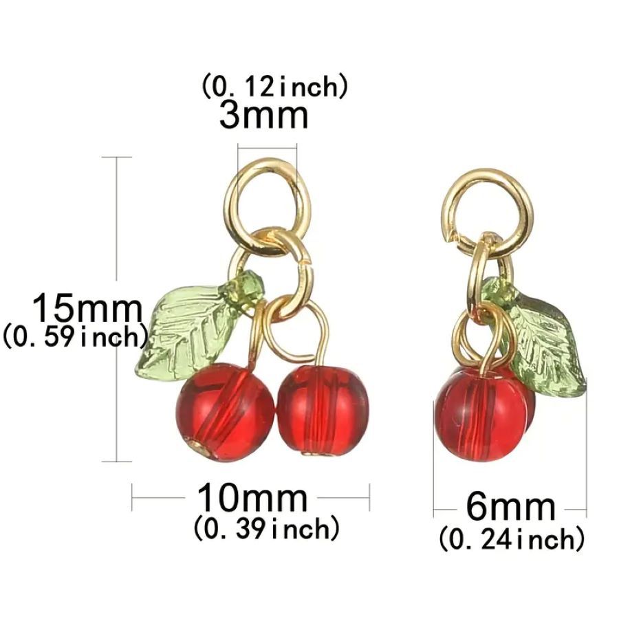 1 Piece 15*10mm Glass Cherry Pendant Vintage Jewelry Watch display picture 6