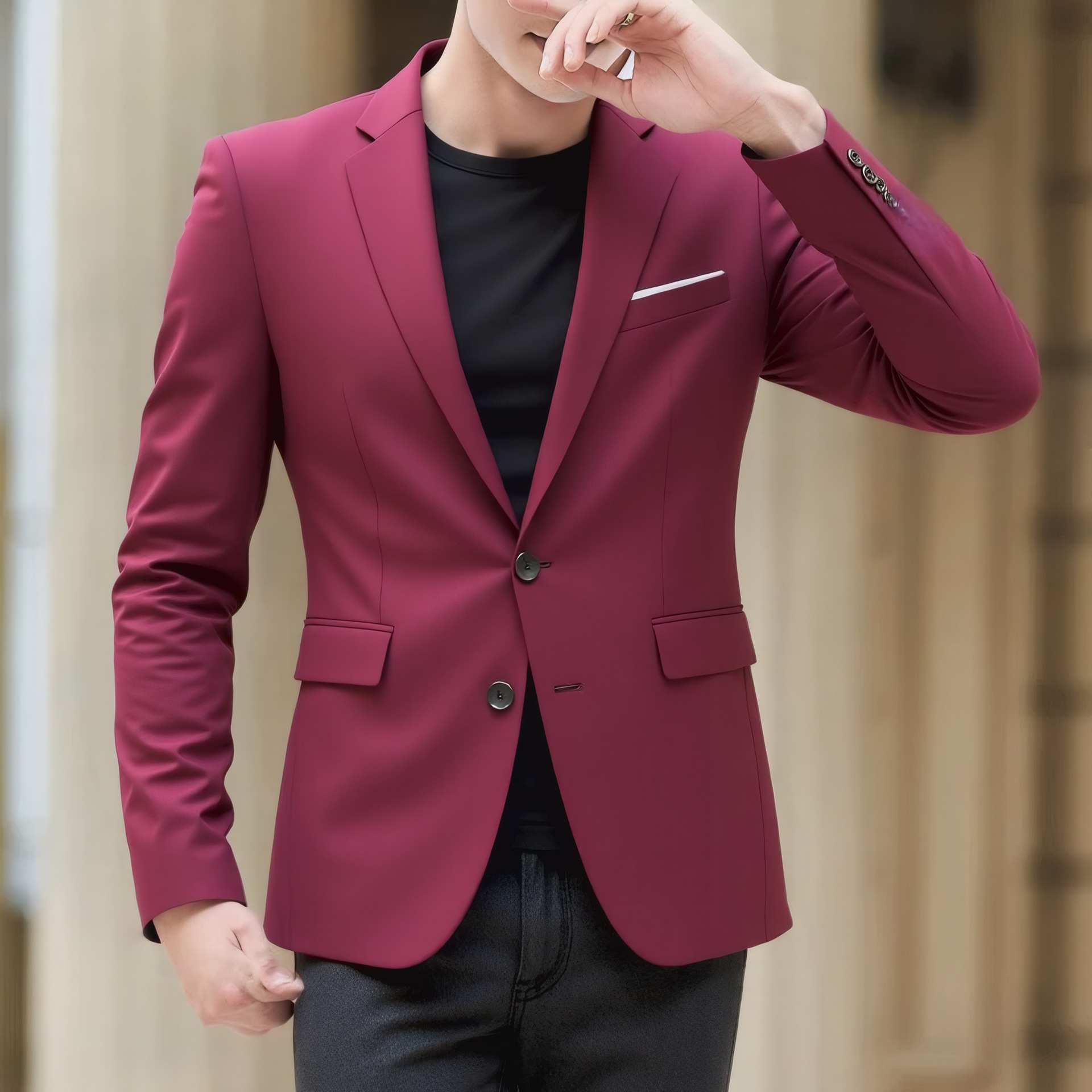 Completo da uomo 2025, giacca slim fit in stile coreano semplice e alla moda, blazer casual da lavoro di alta qualità_voghion.com