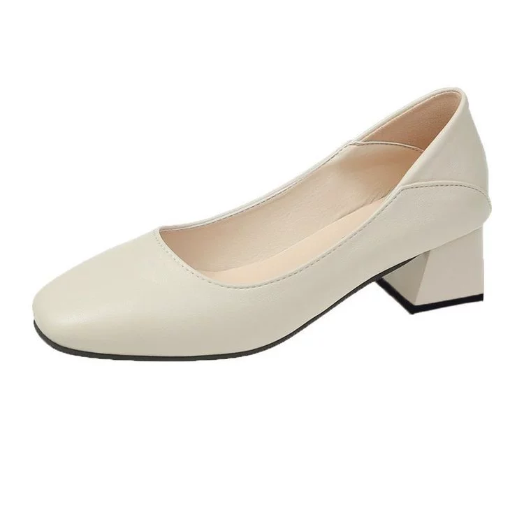 Красные женские туфли на каблуке 2024 года, новые летние, толстый каблук, квадратный носок, простые, модные, универсальные, профессиональные рабочие туфли