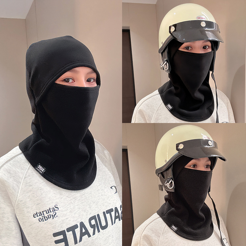 新款欧美冬季加绒帽子围脖一体保暖护脸面罩户外骑行滑雪套头帽|undefined