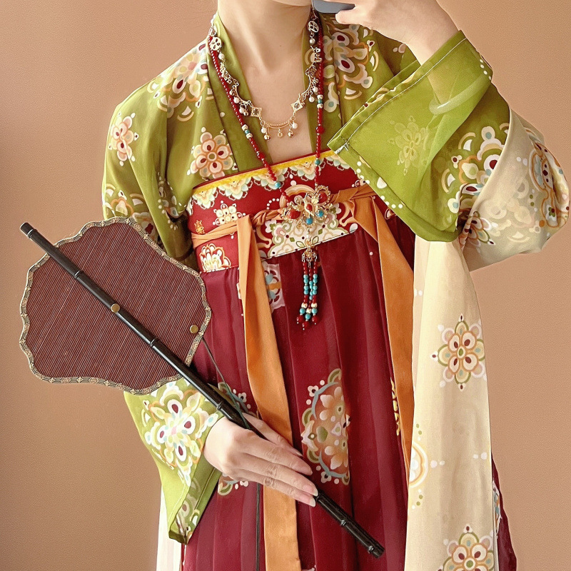 唐時代の漢服プリントワンピース胸スカート春と夏の古代スタイルのオリジナル漢服メーカークロスボーダー AliExpress 送料無料|undefined