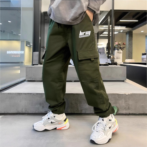 Men's fashion brand foot-bound workover pants, men's fashionable casual pants, loose spring and autumn new casual workover pants, fashionable