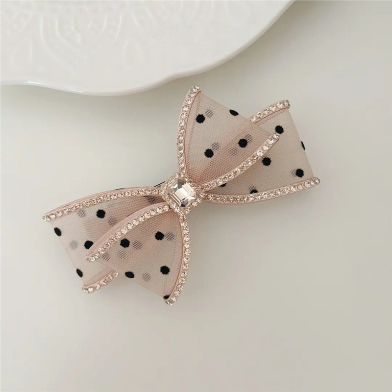 Pink Girl  T782精致时尚蝴蝶结弹簧夹8cm百搭显气质高马尾发饰_
