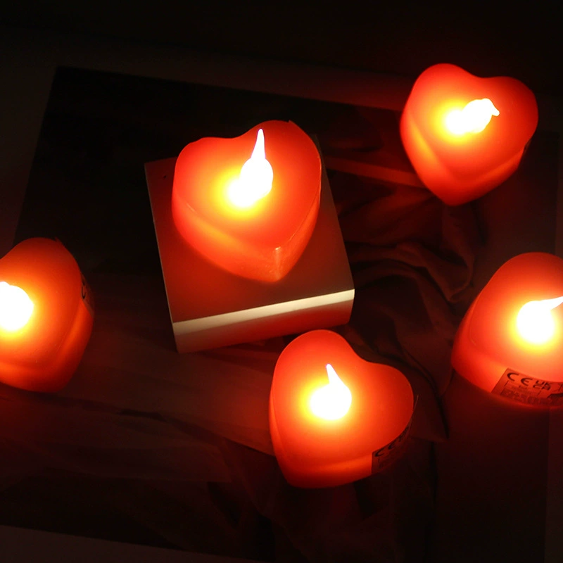 LED электронная свеча, для декора, в виде сердца, реквизит