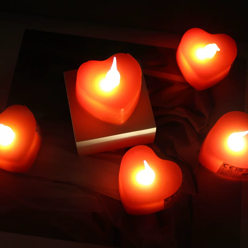LED электронная свеча, для декора, в виде сердца, реквизит