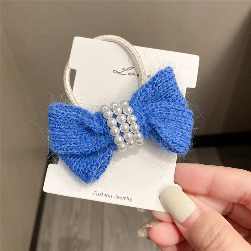 Autumn And Winter New Bow Wool Simple Headband Female Online Influencer Ins Rubber Band Female Hair Tie Pearl Tie Waist Hair Ring display picture 14