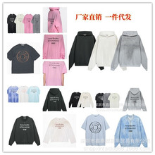 25FW  欧美街头复古 洗水做旧LOGO字母印花连帽卫衣男女情侣潮款