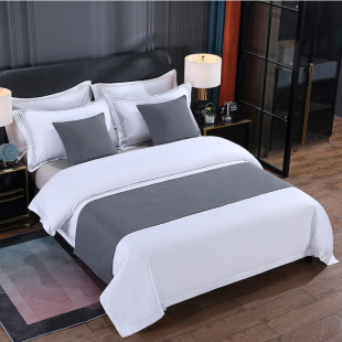 Solid color simple cotton and linen bed end towel bed flag bed end pad bed end flag hotel linen bedding wholesale