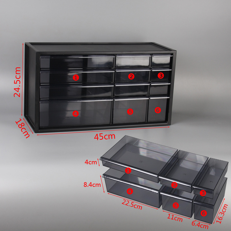 4 layer 12 drawers black