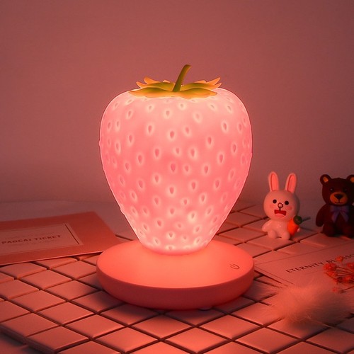 Creative home strawberry night light USB charging bedside decoration atmosphere light new and unique led silicone eye protection table lamp